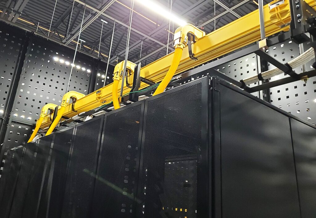 fiber runner with fiber optic cabling running through